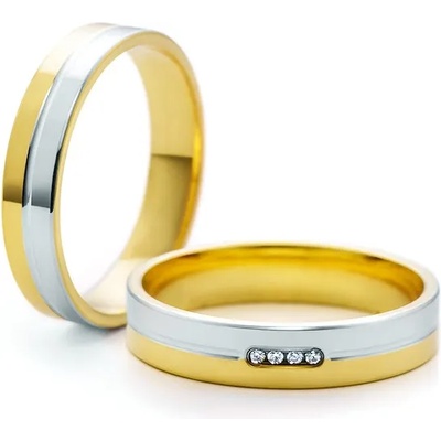 SAVICKI Сватбени халки: двуцветно злато, плоски. 4 мм