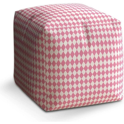Sablio Taburet Cube Růžovobílé kosočtverce - 60x60x60 cm