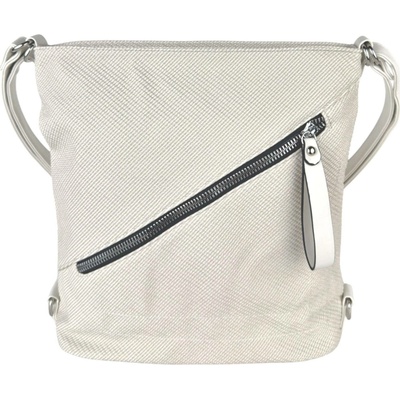 Střední šedobéžový kabelko-batoh 2v1 s šikmým zipem Malwine
