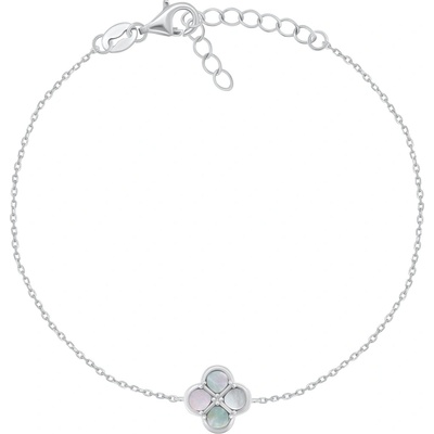 Brilio Silver Dámský stříbrný náramek s bílým čtyřlístkem BRC255W