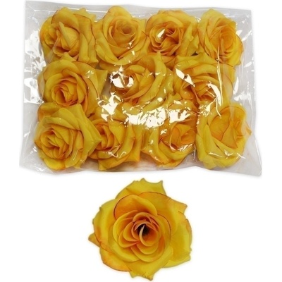 Růže hlava polyester 12ks/8cm tm.žlutá