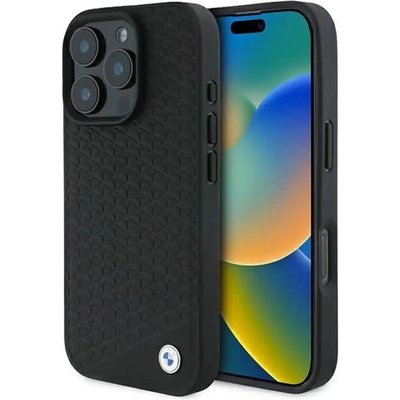 BMW Signature Leather Diamond Metal Logo MagSafe Case за iPhone 16 Pro Max - черен (3666339323233)