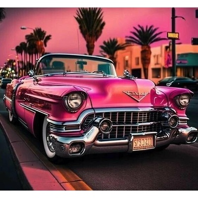 Diamantové malování Cadillac v Los Angeles 30 x 40 cm