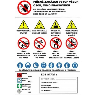 Bezpečnostní tabule - Stavba, 67x100 cm, banner