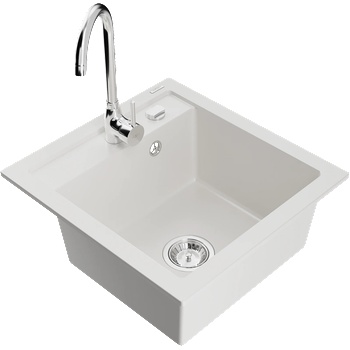 Mexen Vito мивка от гранит с 1 отделение и кухненски смесител Telma, бял - 6503-20-670200-00 (6503-20-670200-00)