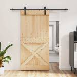 vidaXL Преплъзваща се врата 100 x 210 cm Естествено и черно (3444928)