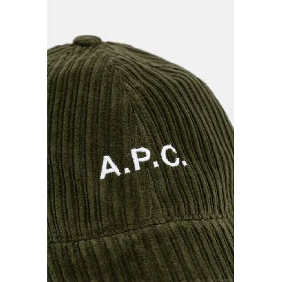 APC Джинсова шапка с козирка A. P. C. casquette charlie в зелено с изчистен дизайн COEZQ. M24069 (COEZQ.M24069)