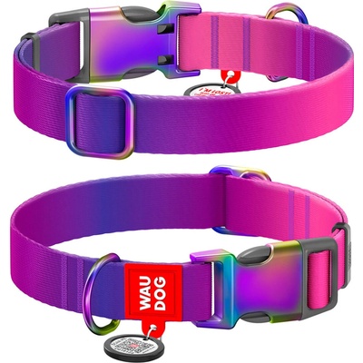 WAUDOG Nylon obojek Recycled nylonový s QR pasem gradient