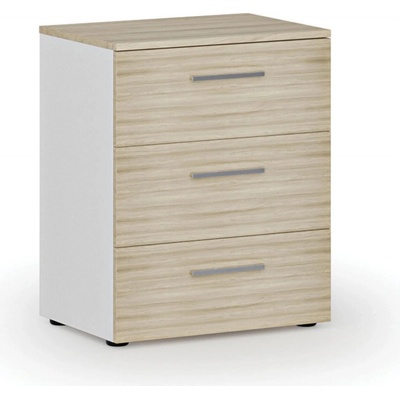 Primo Kancelářská komoda ke stolu WHITE, 740 x 600 x 420 mm, bílá/dub přírodní