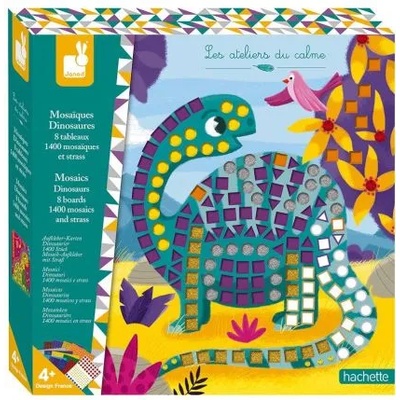 Janod - Детска мозайка със стикери - Динозаври (J07903)