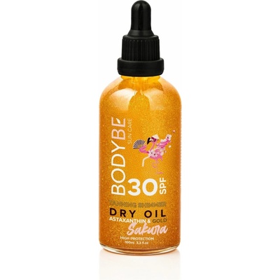 Bodybe Suchý zlatý opalovací olej SPF 30 Astaxanthin Sakura 100 ml