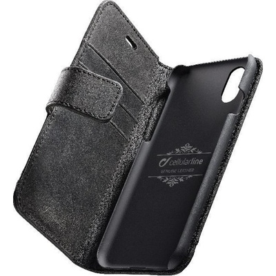 Cellularline Калъф за iPhone Xs Max, кожен, Cellularline Supreme, черен (SUPREMECIPHX65K)