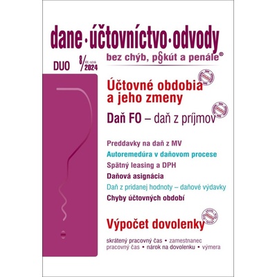 DUO 8/2024 Daň fyzickej osoby, Účtovné obdobia a ich zmeny