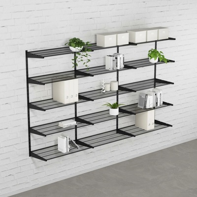 Walteco Nástěnná regálová sestava TRIPLE, 1500x2430 mm, černá 330 mm , SHBLT300