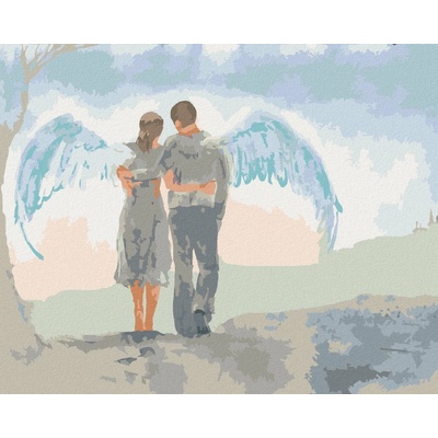 Zuty Malování Podle Čísel Žena S Mužem A Křídly 80 x 100 Cm Plátno Rám