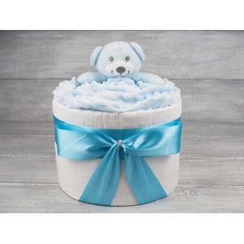 PASTELL Decor Plenkový dort jednopatrový pro chlapečka - medvídek Vel.2 - Miminko váží 3 až 6 kg, Velikost oblečení: 62/68 - Miminku jsou 3 až 6 měsíců