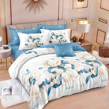 EmonaMall Двулицево спално бельо с ластик EmonaMall, 6 части - Модел S17917 (S17917-66666e)