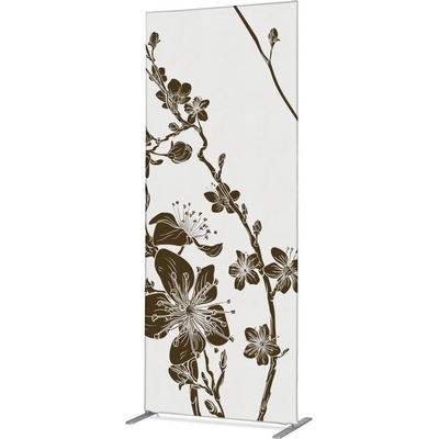 Jansen Display Potištěná látková dělící stěna Deco 85-200 Japonské řešňové květy hnědé, 870 x 2020 mm