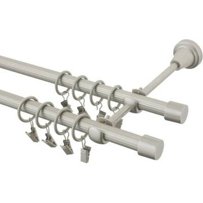 GARNÝŽE-HEBR Garnýž rýhovaná Válec double chrom mat dvojitá 170 cm