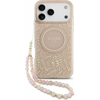 GUESS IML Flowers Allover Strap MagSafe Задний калъф за iPhone 17 Pro Max Pink Guess | Rozov | ЖЕНИ | UNI