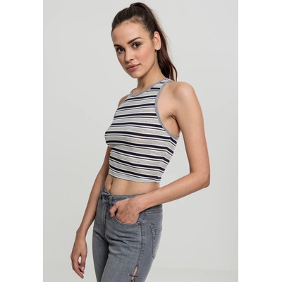 Urban Classics Дамски къс потник на райета Urban Classics navy/white/greyUB-TB1931-01312 - Цветен, размер XL
