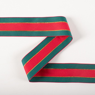 Takoy Stuha 4 cm proužky červeno-zelené