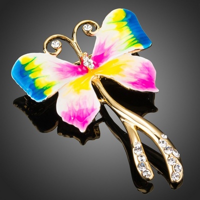 Francesca Petrucci brož Swarovski Elements Farfalla motýl B0037 Barevná/více barev