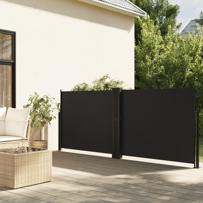 vidaXL Zatahovací boční markýza černá 140 x 1 200 cm