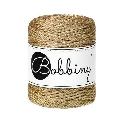 Bobbiny Macrame rope 3PLY - Metallic - (3mm) Macrame rope 3PLY - Metallic - (3mm): Satin gold