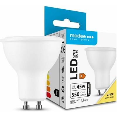 Modee Lighting LED Spot Alu-Plastic GU10 6W 550lm teplá biela, stmievateľná ML-GU10P2700K6WDN