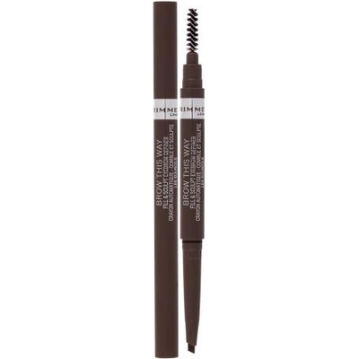 Rimmel London Brow This Way Fill & Sculpt прецизен молив за вежди с четка 0.25 g нюанс 002 Medium Brown