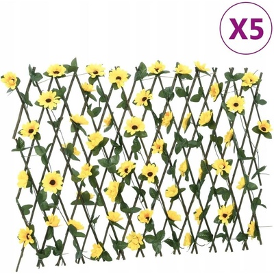 vidaXL Treláže s umělým břečťanem roztahovací 5 ks žluté 180 x 60 cm