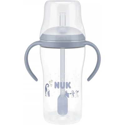 NUK Lahvička na učení s brčkem Perfect Match 260 ml Penguin