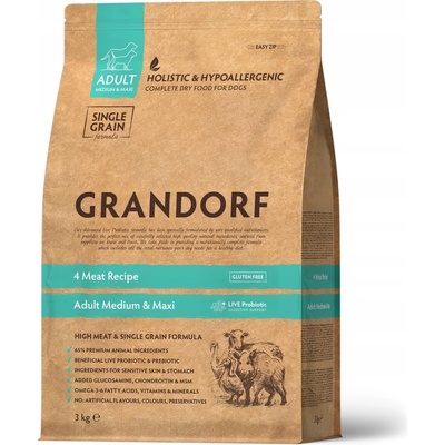 Grandorf 4 druhy masa Krmivo pro psy středních a velkých plemen 3 kg