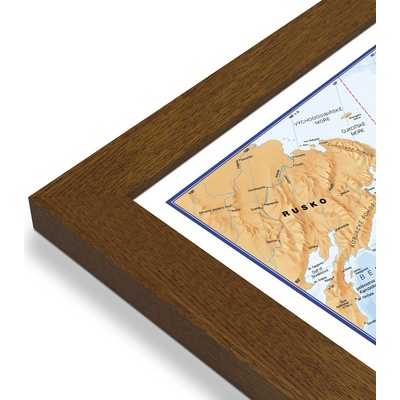 Excart Maps Svět - nástěnná politická mapa 195 x 120 cm (ČESKY) Varianta: mapa v dřevěném rámu, Provedení: Pegi tmavý ořech