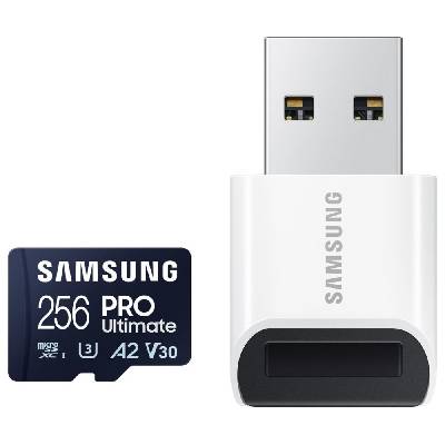 Samsung PRO Ultimate microSDXC 256GB + USB adaptér Paměťová karta, 256GB, microSDXC, UHS-I U3, V30 + USB adaptér MB-MY256SB/WW