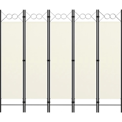 vidaXL s 5 panelmi krémovo biely 200x180 cm