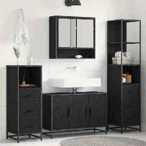 vidaXL Комплект мебели за баня 4 бр. Черния дъб 90 x 33 x 60 см (3402341)