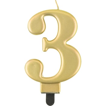 Image 1 of Godan Свещ за рожден ден 3 металик златиста