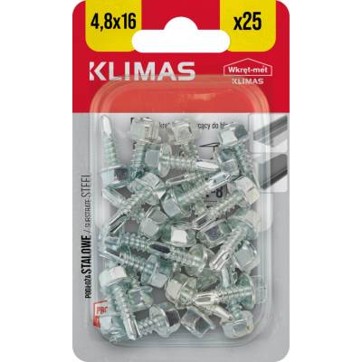 Klimas Wkret-Met 4,8x16mm - 25 ks - Skrutka samozávrtná pre kotvenie plechu do oceľového podkladu - od 2 do 7 mm 4,2 x 16 blister, BWS