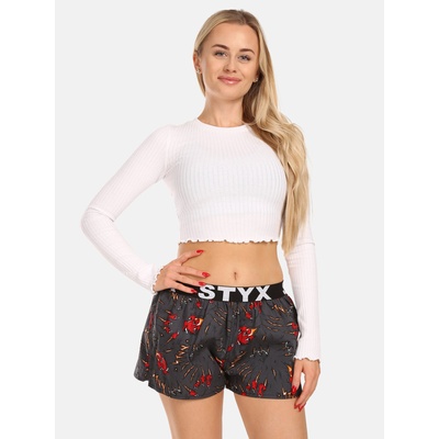 Styx Червени и сиви дамски шарени шорти за сън Styx Styx | Siv | ЖЕНИ | S