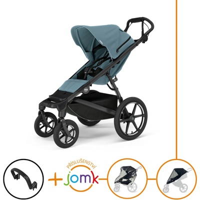 Thule Set 4v1 Urban Glide 4-wheel Mid blue s magnetickou sponou 2025 + madlo + JOMK pláštenka + JOMK ochranná sieť