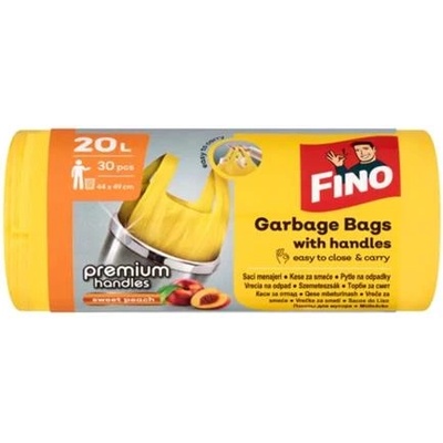 FINO Кошчета за боклук, с връзки, ароматизирани, 20 л, 30 броя, 44x49 см, 12 , FINO "Premium handles", жълто 8571058730 (8571058730)