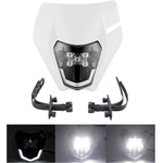  Маска с LED Фар за мотор, мотоциклет Бяла с къси и дълги светлини - Универсален модел за ENDURO / Trail / Streetfighter