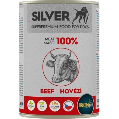 IRONpet Silver Dog Hovězí 100% masa 6 x 400 g