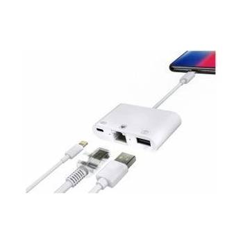 MicroConnect LIGHTNING HUB - iPhone / iPad Lightning - RJ45 + Power Adapter with Lightning Connector