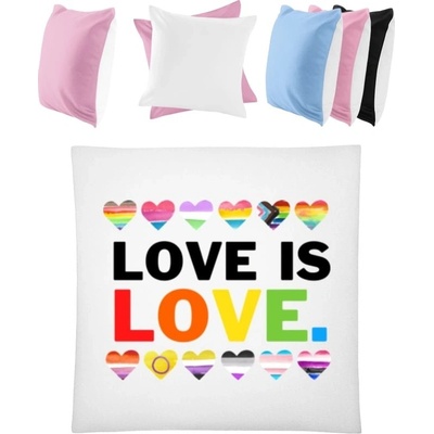 Darčeky PrintEQ Štvorcový Farebný Vankúš Nápis Love is Love Biela Anitcká Ružová 40x40