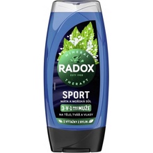 Radox Men 3v1 Sport Máta a mořská sůl sprchový gel pro muže 225 ml