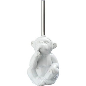 Wenko WC kefa a držiak Monkey Quiet 22 cm keramický biely