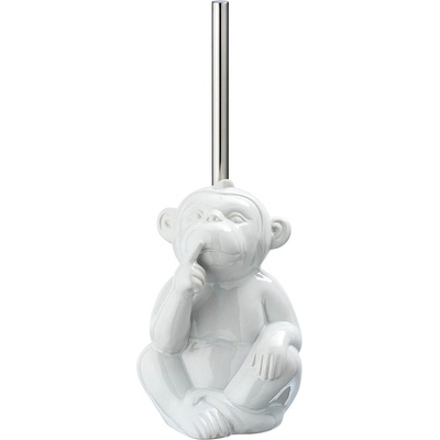 Wenko WC kefa a držiak Monkey Quiet 22 cm keramický biely
